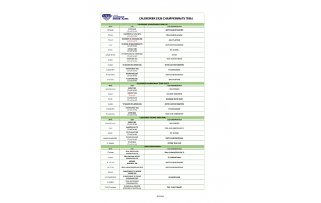 Calendriers compétitions 2026